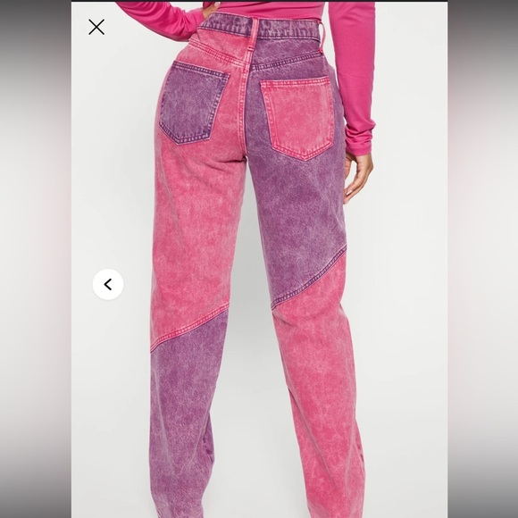 FASHION NOVA Two Heart Colorblock High Rise Straight Leg Jean Size 11 NWT - Picture 2 of 7